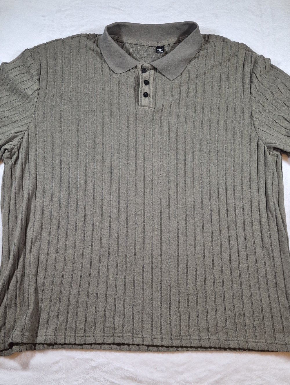 Ribbed Short-Sleeve Polo in Olive for Men